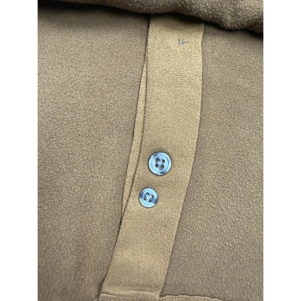 VTG DKNY Shirt Mens XL Brown Button Long Sleeve Faux Suede Pocket 90s Minimalist